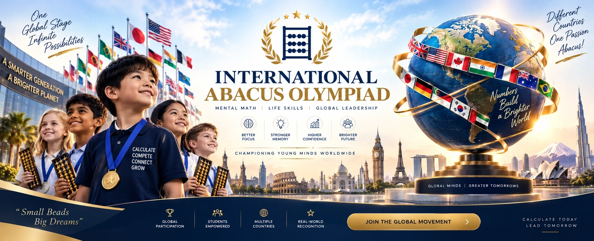 International Abacus Olympiad — One Global Stage, Infinite Possibilities. Students from countries across the globe compete together.